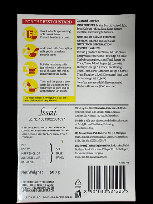 BROWN & POLSON - CUSTARD POWDER ( VANILLA ) - 500GM