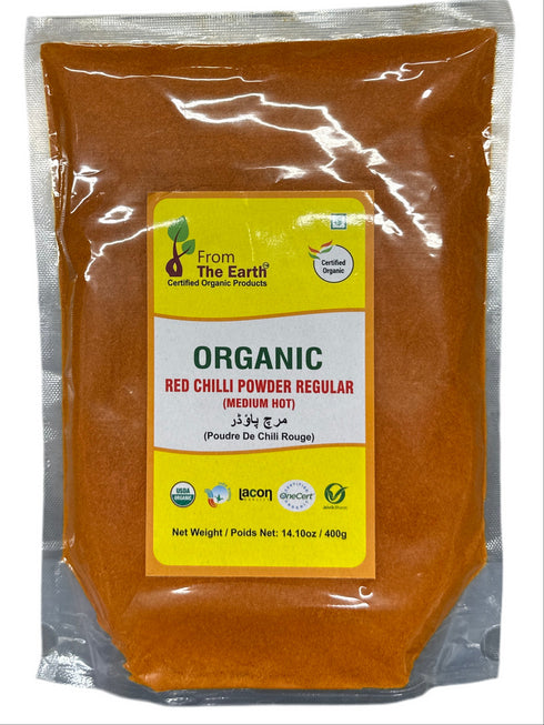 CONTIL FROM THE EARTH-ORGANIC RED CHILLI POWDER REGULAR (MEDIUM HOT)-400GM