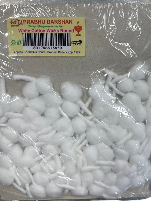 KQ WHITE COTTON WICKS ROUND-100 CT