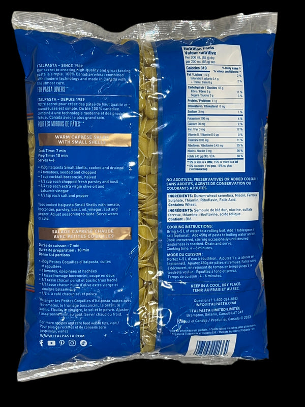 ITALPASTA - SMALL SHELLS - 900GM
