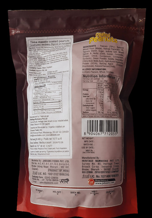 JABSONS - TIKKA MASALA COATED PEANUTS - 400GM