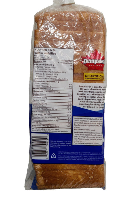 DEMPSTER'S - WHITE BREAD - 675GM