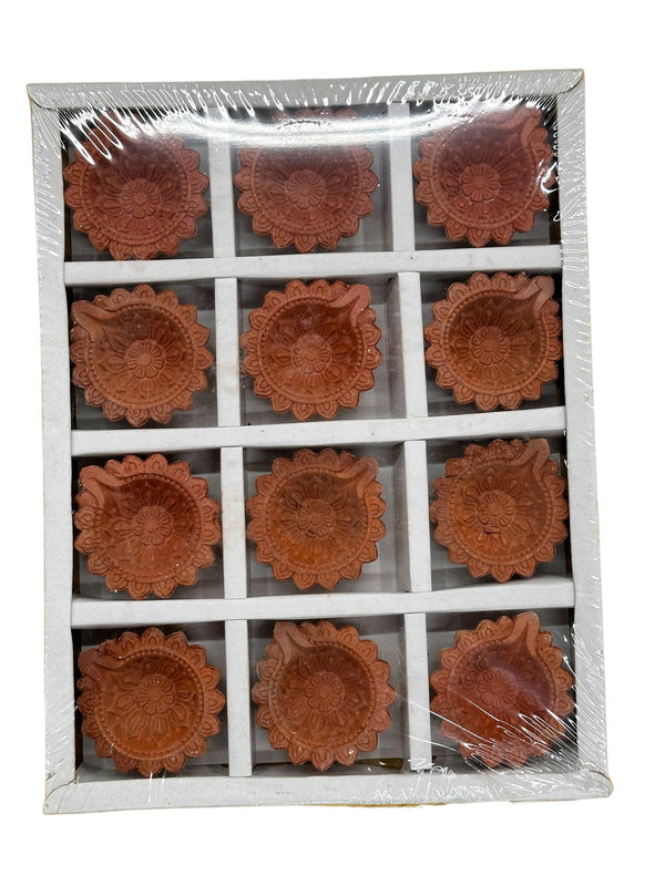 Plain-diya-box-12pcs small carved - apniroots Grocery