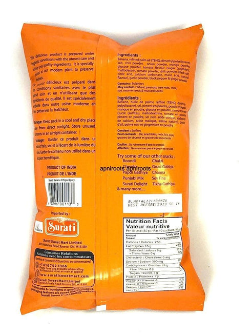 SURATI SPICY BANANA CHIPS 341G - apniroots Grocery