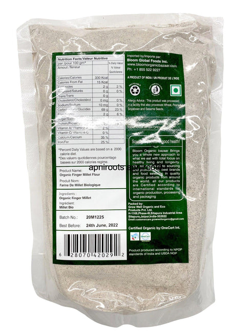 BLOOM ORGANIC RAGI ATTA 908GM - apniroots Grocery
