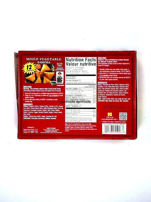 DEEP MIXED VEG SAMOSA 12PC - apniroots Grocery