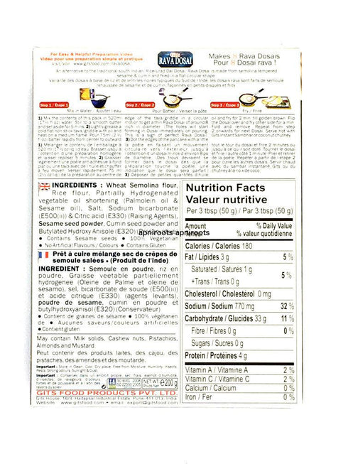 Gits - Instant Rava Dosai - 200gm - apniroots Grocery