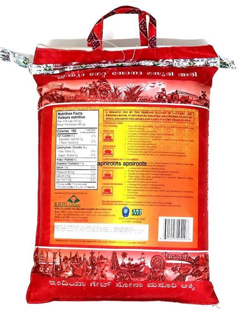INDIA GATE SONA MASOORI RICE 20LB - apniroots Grocery