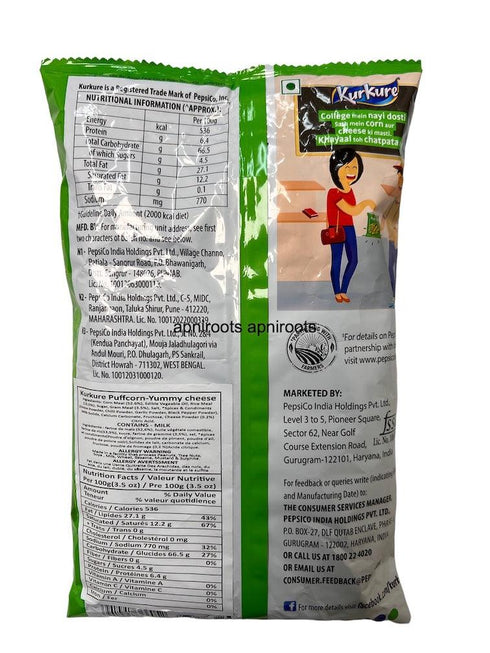 KURKURE PUFF CORN CHEESE 55GM - apniroots Grocery