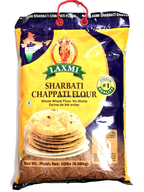 Laxmi - Sharbati Chappati Flour - Whole Wheat Flour No Maida atta- 20lb - apniroots Grocery