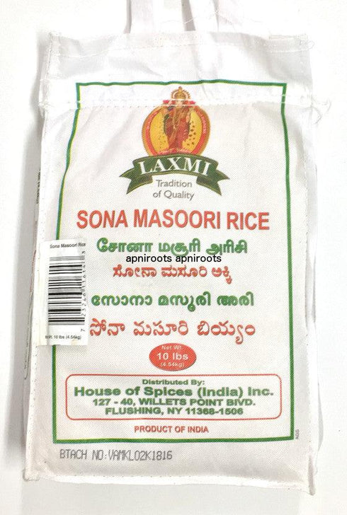 Laxmi - Sona Masoori Rice 10lb - apniroots Grocery