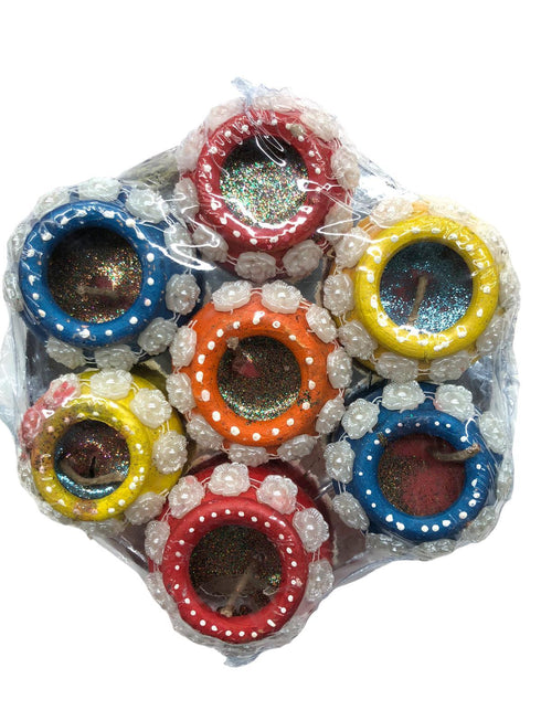Matki-Diya-with-wax-white-pearl-7pcs - apniroots Grocery