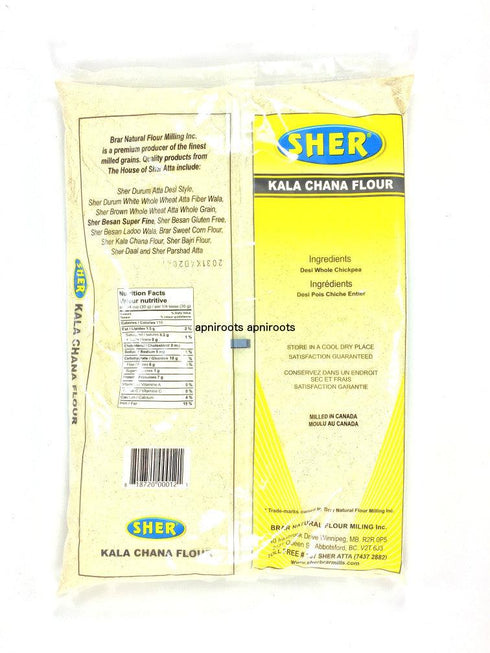 Sher - Kala Chana Flour Desi Whole Chicpea Flour - 4lb - apniroots Grocery