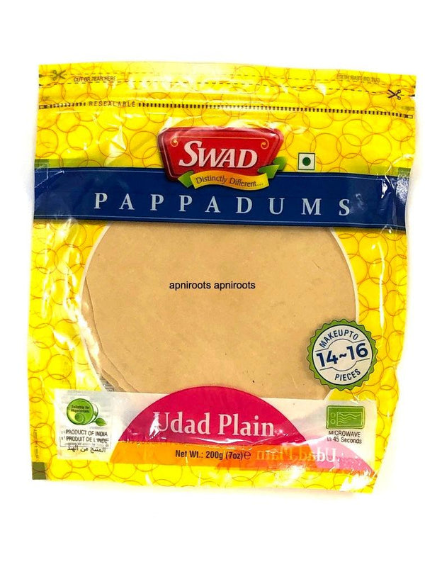 SWAD UDAD PLAIN PAPAD 200G - apniroots Grocery