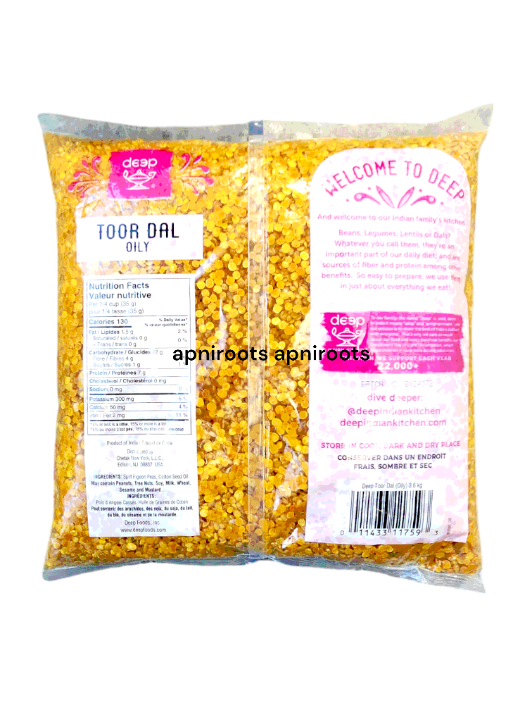 DEEP - TOOR DAL OILY - 8LB by at apniroots Indian Grocery Store Online ...