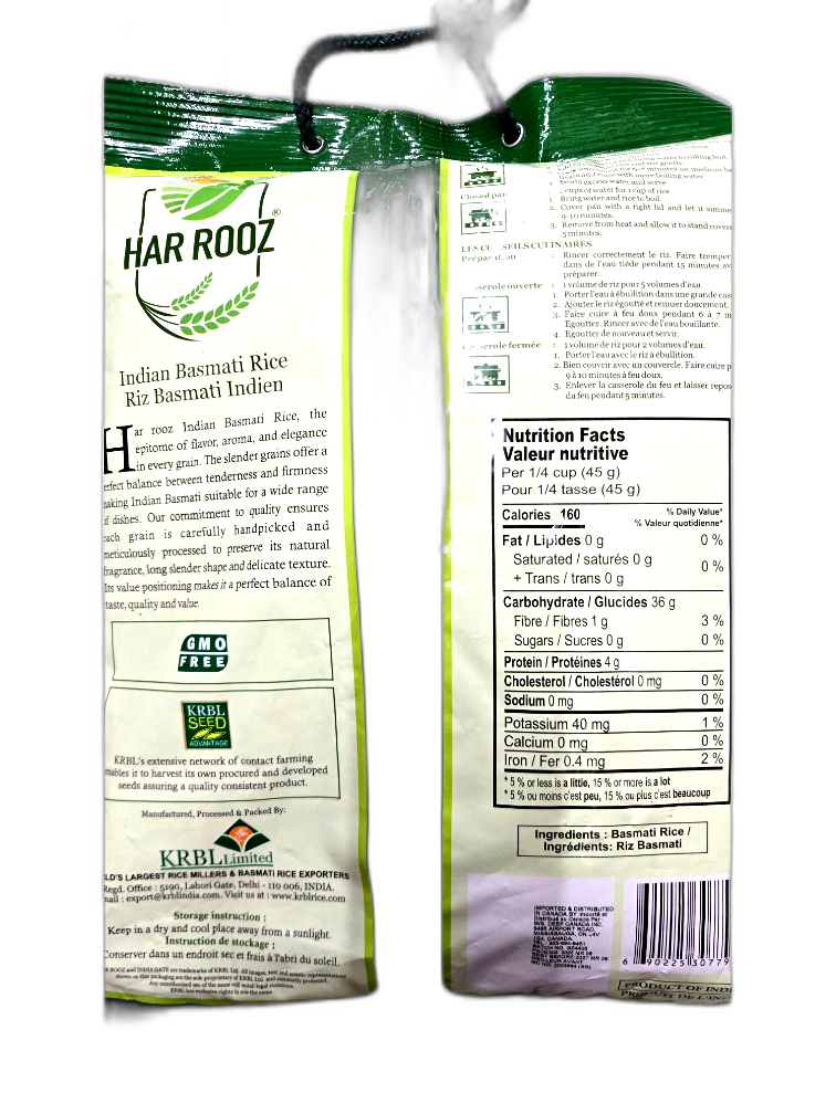 IG31L-INDIAGATE RICE-I.G HAR ROOZ BASMATI RICE 8 LB by at apniroots ...