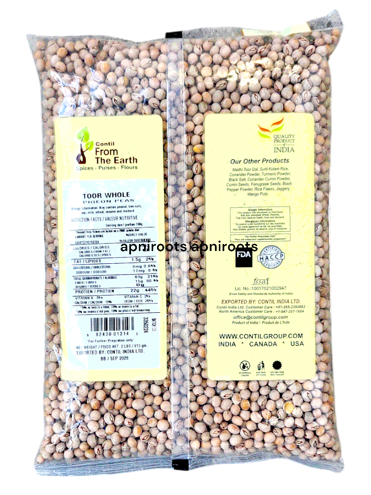Contil CONTIL FROM THE EARTH - TOOR WHOLE - 2LB by at apniroots Indian Grocery ...