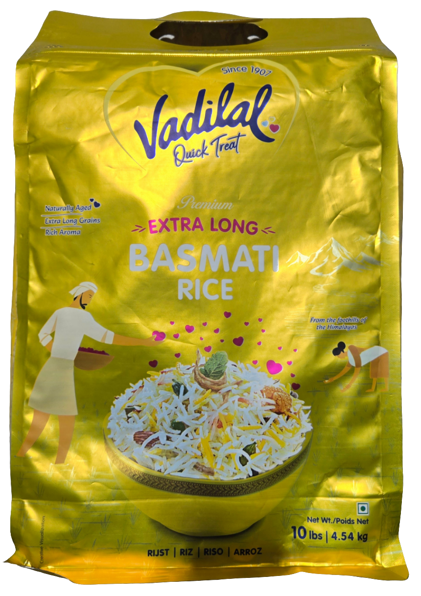VADILAL - EXTRA LONG BASMATI RICE -10LB- code888 by at apniroots Indian ...
