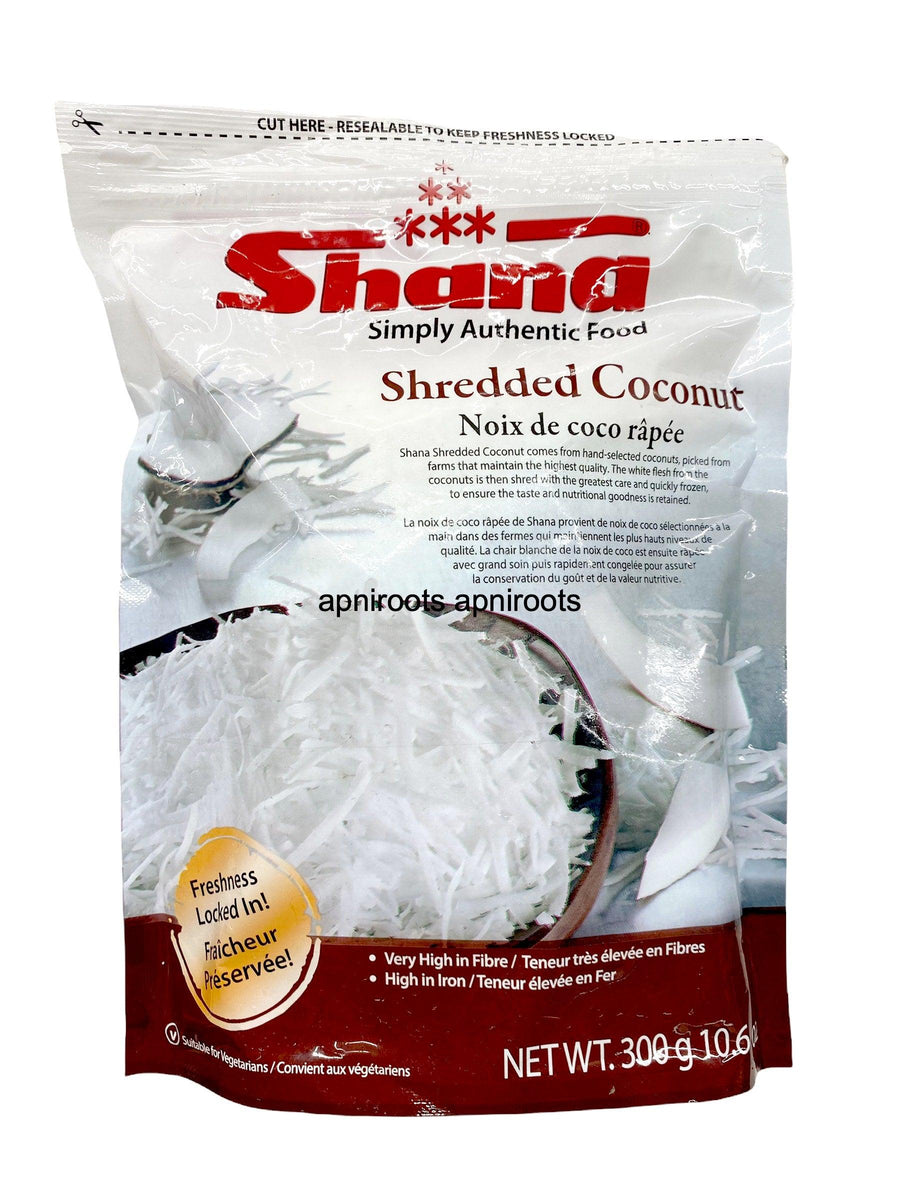 SHANA COCONUT SHREDDED 300GM by at apniroots Indian Grocery Store